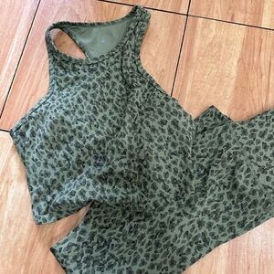 Chic Olive Leopard Print Leggings and matching tank - Tavi
